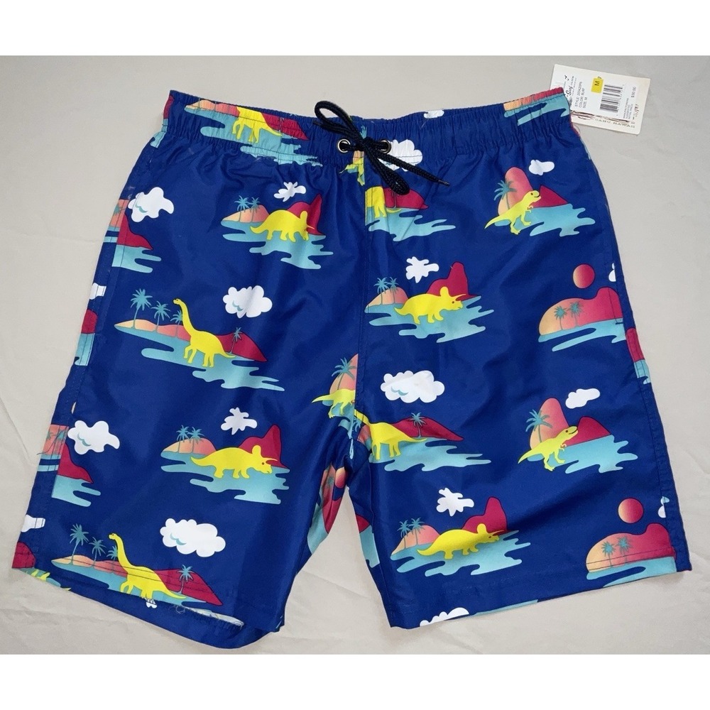 NWT Men's U.S. Surf Club‎ Oahu, Hawaii Dinosaur Lined Swim Trunks - Medium